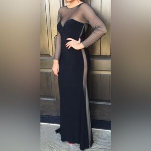 Madison James Black Long Sleeve Mesh Dress